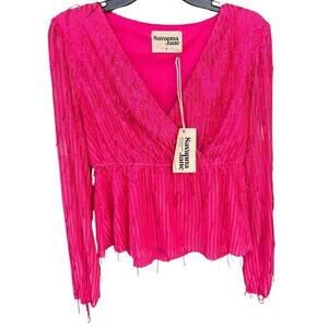 SAVANNA JANE pink Elle Woods sequin blouse sparkle fairy grunge blouse NWT sz S